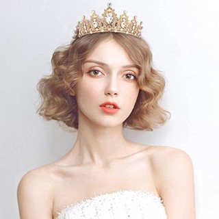 GUADALUPE1 Baroque Pha Lê Tiara Đồ Trang Trí Tóc Cô Gái Thanh Lịch Trang Sức Tóc Hàn Quốc Băng Đô Hợp Kim Đen Kim Cương Giả Vương Miện