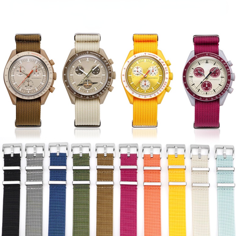 20mm NATO Nylon Dây Đeo Đồng Hồ Cho Mặt Trăng Dây Đeo Đồng Hồ Vải Dây Đeo Đồng Hồ Một Mảnh Vòng Tay Sao Thủy Sao Thổ Sao Mộc Cho Nam Nữ Dây Đeo Tay Thể Thao