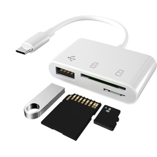 Charmantcc1 Đầu Đọc Thẻ TF 5 Trong 1 Đa Năng Type-C USB MicroUSB Cầm Tay HUBOTG