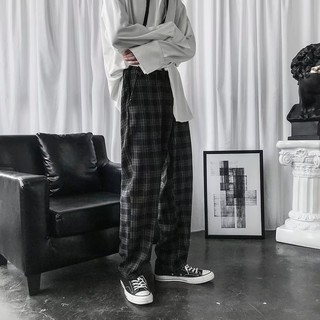 Quần Dài Nam Ca Rô Ống Đứng Thời Trang Vintage