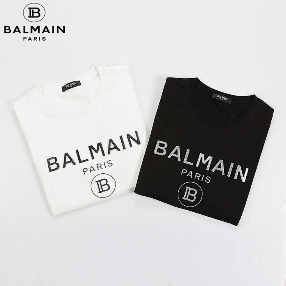 Áo thun cặp đôi mới xuân hè Áo thun nữ cổ điển in chữ BALMAS cổ tròn cotton ngắn tay áo thun nam