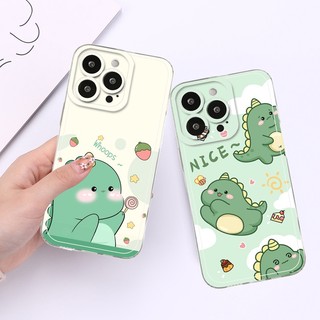 Sáng Tạo Mới Chúc May Mắn Khủng Long Bảo Vệ Ống Kính Mềm Trong Suốt Dành Cho IPhone 16 15 14 13 12 11 Pro ProMax XS XR XSmax Mini 7 8 + Plus SE 2020 Silicon Mềm Vỏ DCT