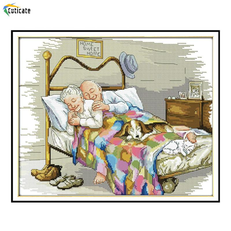 [Cuticate]  Tranh Thêu Chữ Thập Hình Cặp Đôi Lãng Mạn Đếm Ngược 44x36cm
