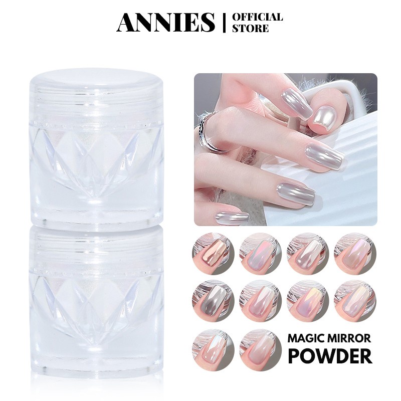 Bột gương ANNIES sơn móng gel nghệ thuật cực quang siêu sáng tự làm cho salon