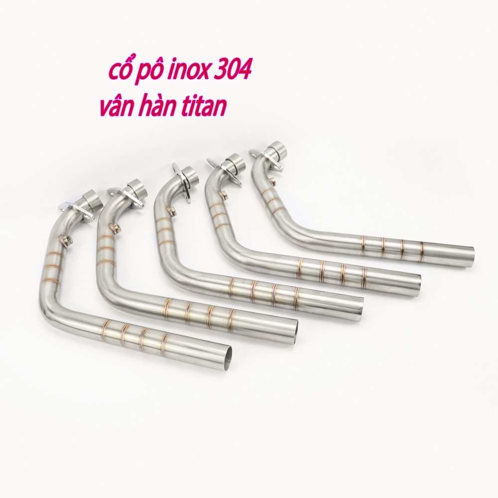Cổ pô inox 304 vân hàn titan, thay thế lon pô zin các dòng xe máy kèm ...