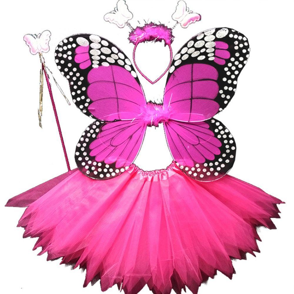 HOBBYIN Đạo cụ trang phục trẻ em, Bộ cánh bướm mô phỏng công chúa, Váy Tutu dễ thương Quà tặng Halloween Băng đô Váy bướm phù hợp với bé gái