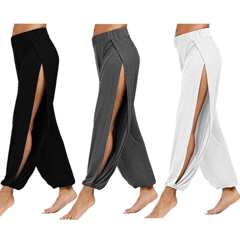 Women's Soft  Waist  Slit Leg Pants Harem Dance Yoga Pilates Pants