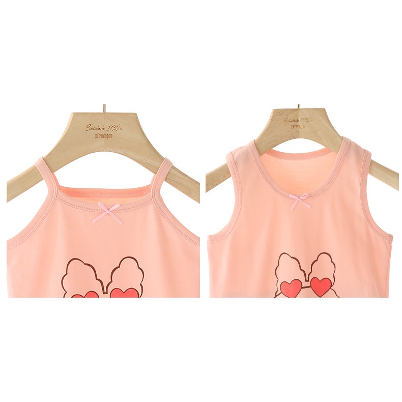 100-160cm Trẻ Em Camisole Xuân Hè Đế Phong Cách Mới Bé Gái Bé Trai Đế Co Giãn Nguyên Chất Cotton In Hình Hoạt Hình MFIP
