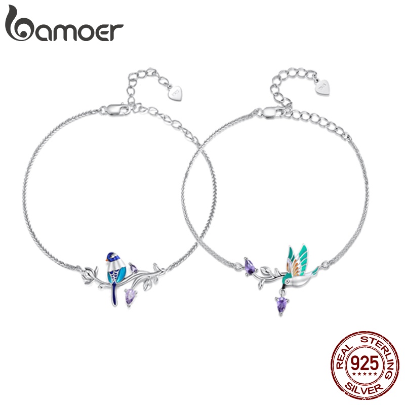 Bamoer Vòng Tay bạc 925 Hình Chú Chim Đơn Giản Thích Hợp Làm Quà Tặng Cho Nữ