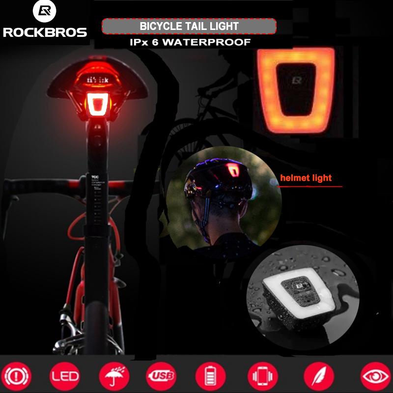 Rockbros Đèn Chiếu Hậu Chống Thấm Nước Sạc USB Cho Xe Đạp