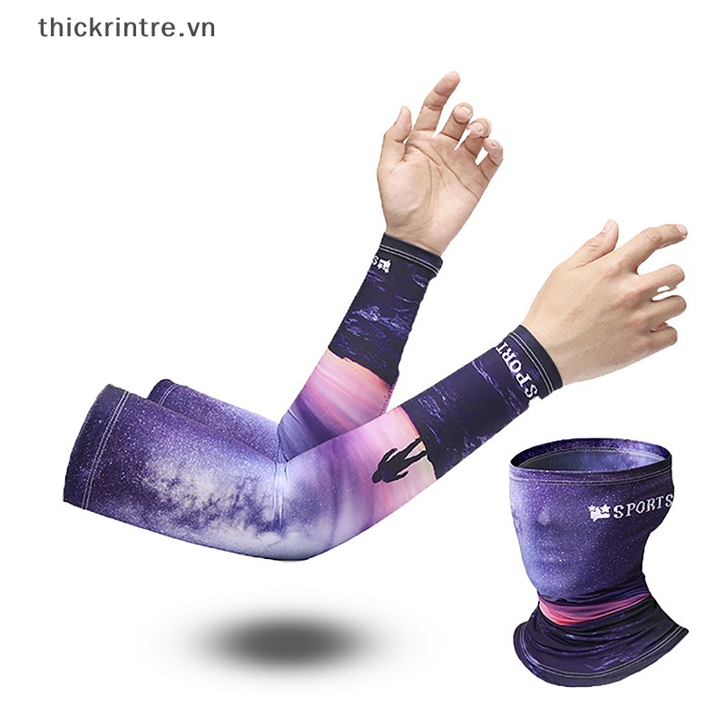 THI Mùa Hè Làm Mát Cánh Tay Tay Bao Mặt Cổ Ống Khăn Bộ Thể Thao Câu Cá Đi Xe Đạp Ngoài Trời UV Che Nắng Cổ VN