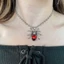 KIN Gothic Pha Lê Đỏ Nhện Mặt Dây Chuyền Vòng Cổ Punk Rock Bạc Dây Chuyền Dây Chuyền