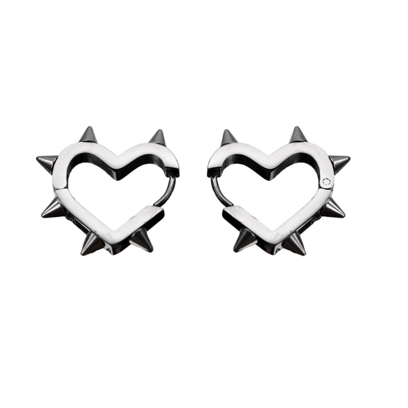 Dasbsug Huggie Vòng-Trẻ Dainty Đơn Giản Hình Trái Tim Đinh Tán Côn Bông Tai Hip-Hop Spike-Stud-Earrings Trang Sức Cho Wom