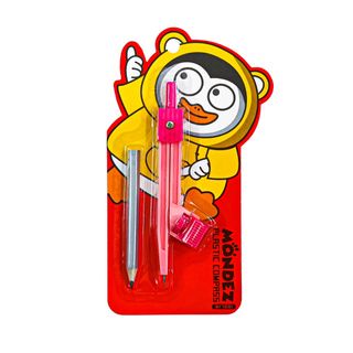 Compa Nhựa MONDEZ - Loại Dùng Chì Gỗ, Thiết Kế Tiện Lợi, Gọn Nhẹ, An Toàn Cho Bé Vẽ Hình M17001