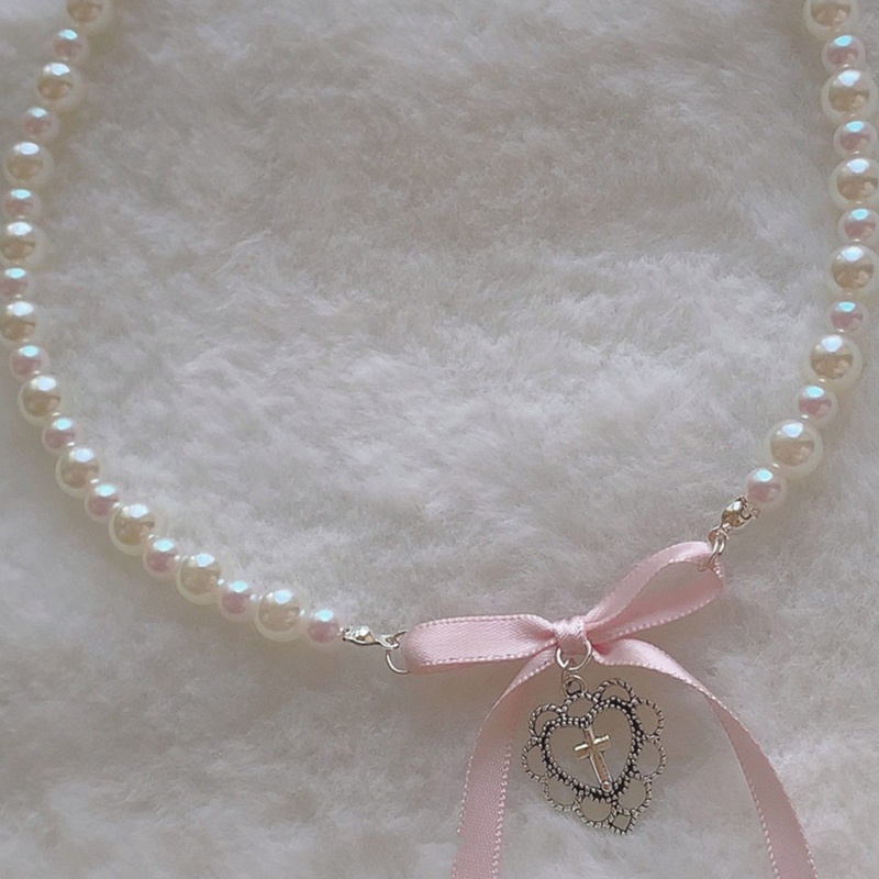 Elega Vòng Cổ choker Ngọc Trai Mặt Hình Trái Tim Thanh Lịch Thời Trang Cho Nữ