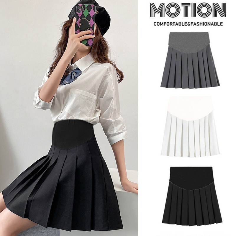 Chân Váy Chữ A Xếp Ly Nâng Bụng Thời Trang Xuân Hè Phong Cách Mới Cho Mẹ Bầu
