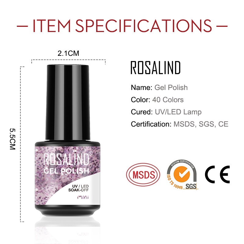 Ảnh Rosalind Gel Sơn Móng Tay Bán Vĩnh Viễn Ngâm Gel Ba Lan Sáng Cho Móng Tay Nghệ Thuật Thiết Kế Đèn LED / UV 2