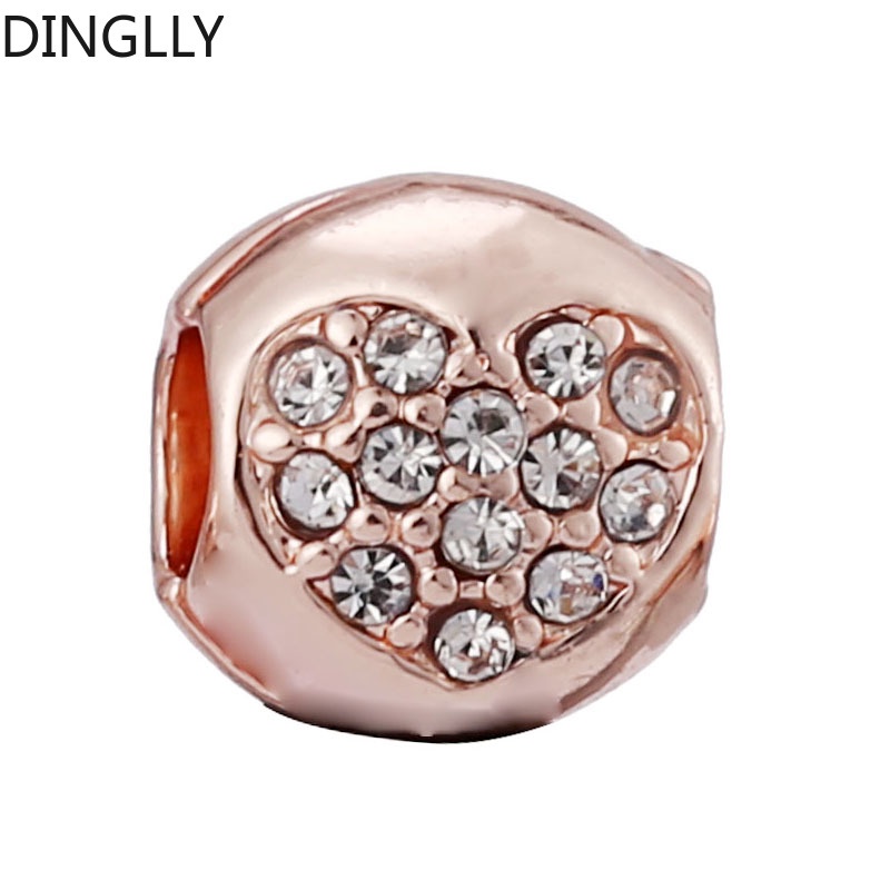 Vòng Tay Hạt Charm Hình Trái Tim / Ngôi Sao / Dấu Chân Màu Vàng Hồng Đính Đá Màu Sắc Thời Trang