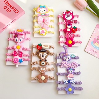 MEOWU Set 3 Cột Tóc Cartoon Hoạt Hình Phong Cách Hàn Quốc Cho Nữ Bé Gái