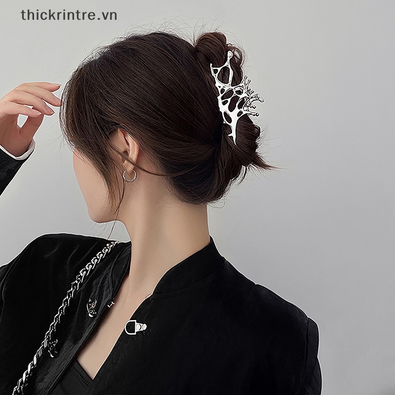 THI Hình Học Móng Vuốt Kẹp Nữ Kim Loại Lớn Màu Bạc Phong Cách Hàn Quốc Thời Trang Kẹp Tóc Lấy Kẹp Bé Gái Phụ Kiện Tóc VN