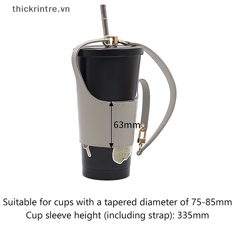 Thi túi đựng cốc bằng da túi đựng chai nước di động túi đựng bằng da dây đeo insulag ly trà sữa ly cà phê phụ kiện vn