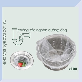 Combo 100 Túi Lọc Rác Bồn Rửa Bát – Túi Lưới Lọc Rác Chậu Rửa Chén, Bọc Đựng Rác Bồn Rửa Tiện Lợi