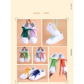 1 Cặp Dây Buộc Giày Thể Thao Bằng Vải canvas cotton Màu Trơn Dành Cho Nam Nữ