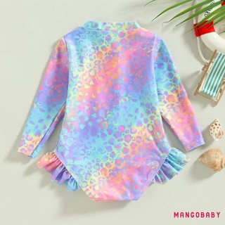 Mgg-kids Bé Gái Đồ Bơi Cá Quy Mô In Xù Dài Tay Áo liền quần Đồ Bơi Đi Biển Tắm Phù Hợp Với