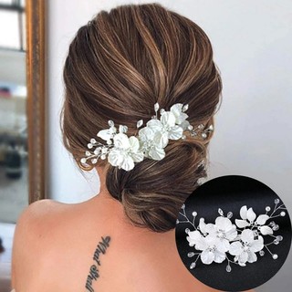Trâm Cài Tóc Hình Hoa Đính Ngọc Trai Trắng Phong Cách Trung Hoa Thời Trang Cho Cô Dâu