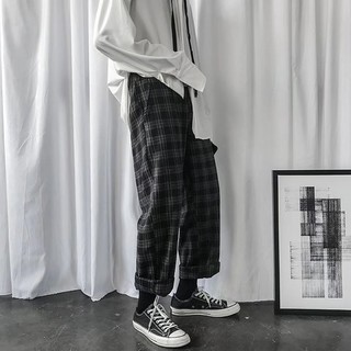 Quần Dài Nam Ca Rô Ống Đứng Thời Trang Vintage