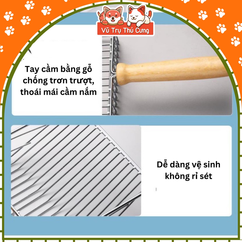 Xẻng xúc cát cho mèo size lớn, chất liệu inox chắc chắn