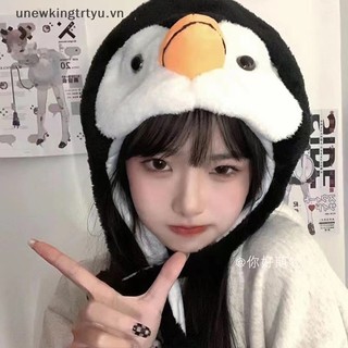 UNE Hoạt Hình Động Vật Chim Cánh Cụt Linh Vật Sang Trọng Ấm Áp Mũ 1Pc VN