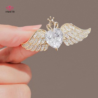 Ghim cài pha lê HWETR cánh thiên thần dễ phối đồ trang trí đa dụng