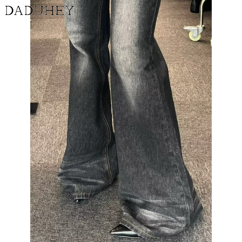 Ảnh DaDuHey New American Ins High Street Retro Washed Jeans Niche High Waist Wide Leg Pants Large Size Trousers 3