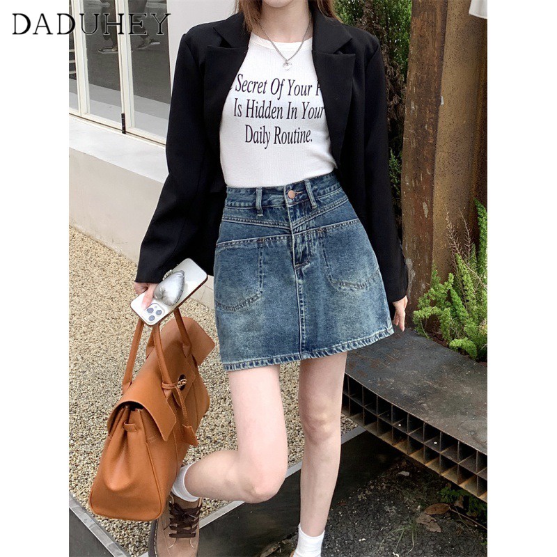 Ảnh Chân váy denim DADUHEY dáng chữ A phong cách retro thời trang Hàn Quốc cho nữ 4