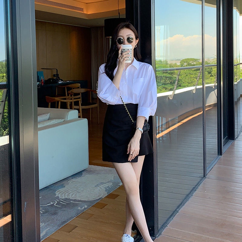 Áo Sơ Mi Trắng Cổ Đứng Phong Cách Hàn Quốc Chất Lượng Cao Cho Nữ