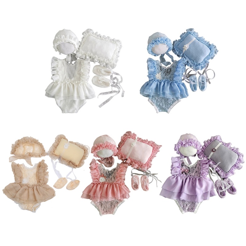 Fl Bé Body Áo liền quần Beanies Nắp Gối Quần Short Giày Trang Phục Trẻ Sơ Sinh Ảnh Trang Phục Quần Áo Đạo Cụ Chụp Ảnh