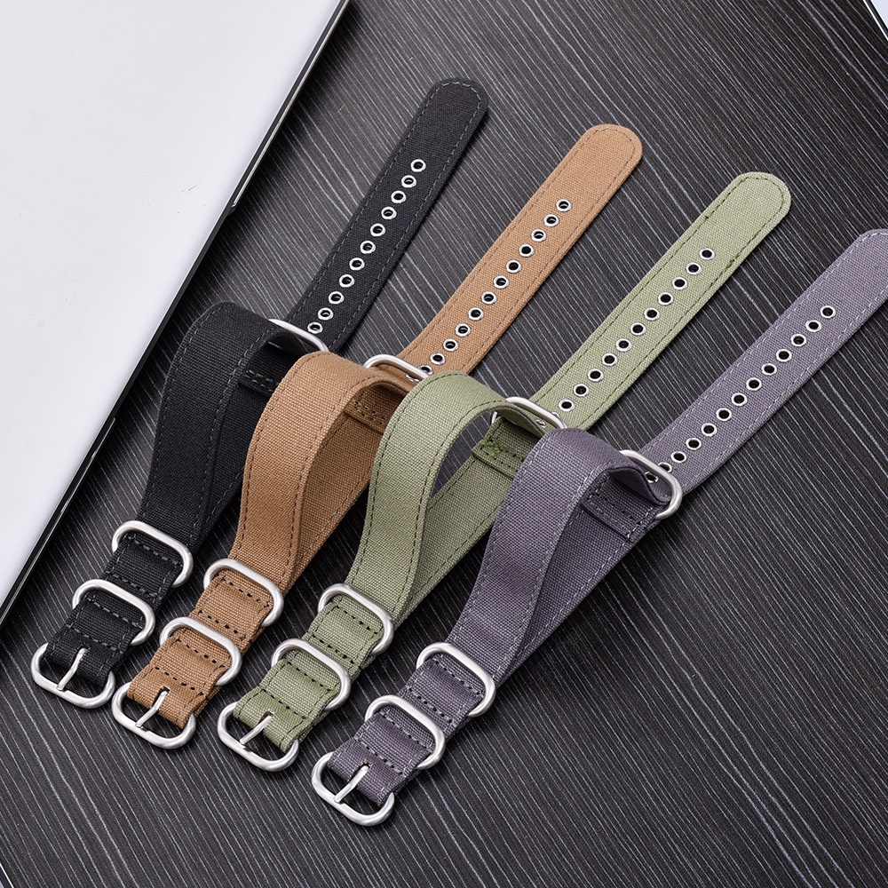 Dây Đeo Đồng Hồ Bằng Vải Canvas Nylon 18mm 20mm 22mm Phong Cách Quân Đội ZULU Dành Cho Nam Nữ