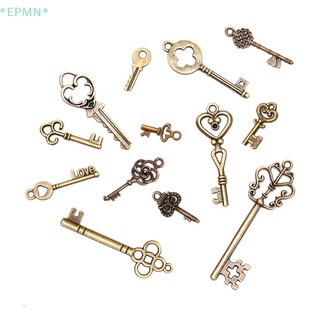 Set 13 mặt phụ kiện HWETR kim loại kiểu chìa khóa phong cách cổ điển để làm trang sức thủ công