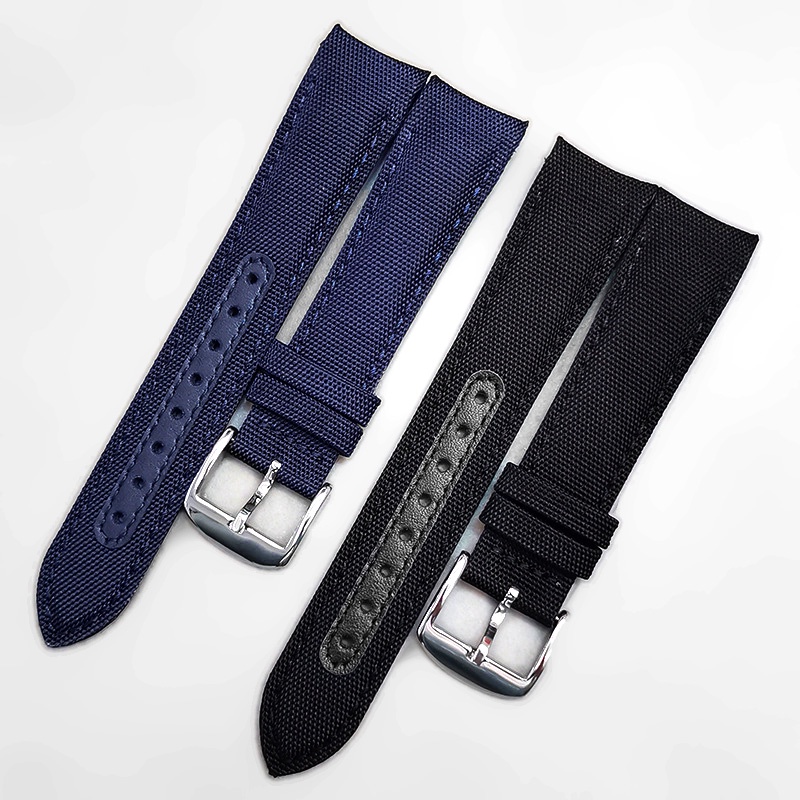 Dây Đồng Hồ Đeo Tay Thời Trang Bằng Da Bò + Vải Bạt Nilon Đầu Cong 20mm 22mm Dành Cho OMEGA Seamaster 300