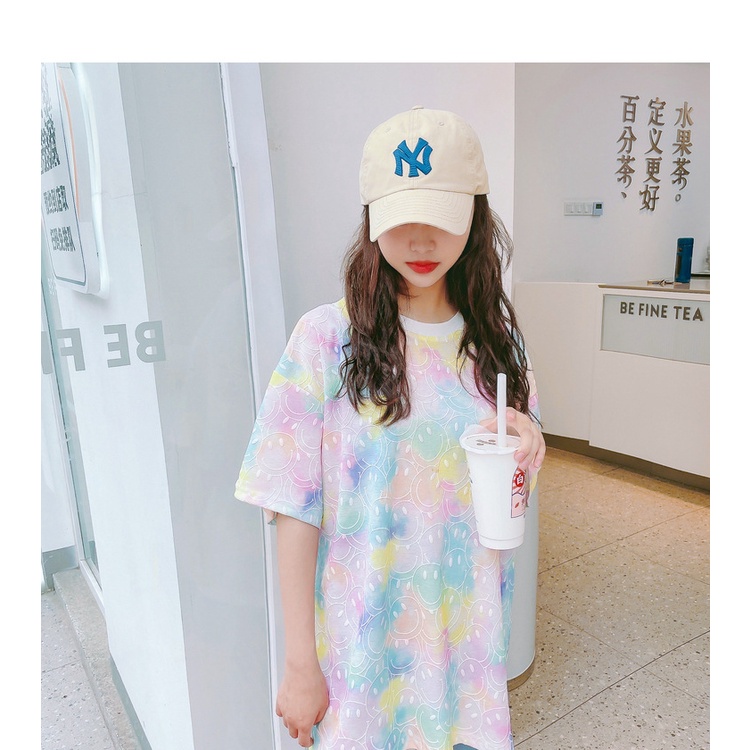 Mùa hè Phong cách mới Tie-Dye Áo thun ngắn tay 90-2XL Trang phục cha mẹ và con cái Họ ba và bốn phiên bản Hàn Quốc Thời trang giản dị Mẹ-Con gái F