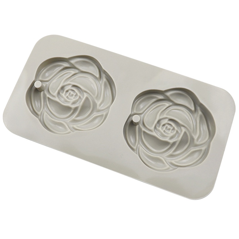 Khuôn Silicone Làm Sáp Thơm 2 Ngăn Hình Hoa Trà DIY