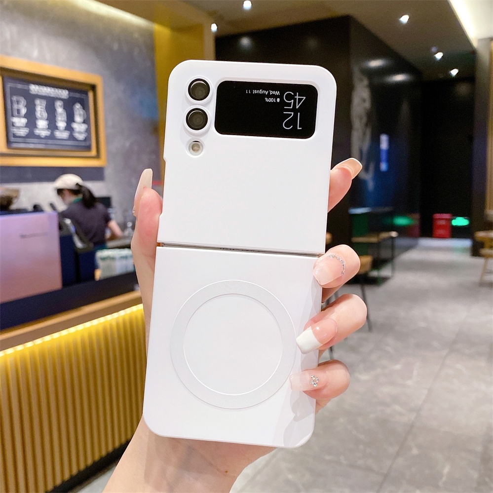 Ốp điện thoại thời trang bảo vệ cho Samsung Galaxy Z Flip 6 5 4 3 5G Ốp điện thoại chống sốc cho Galaxy Z Flip6 phong cách tối giản Với vỏ điện thoại hút từ tính