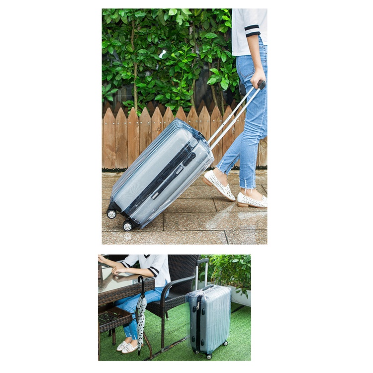Áo Trùm Vali nhựa trong 20-28inch trơn M.E.N viền đen chống nước {FREESHIP}