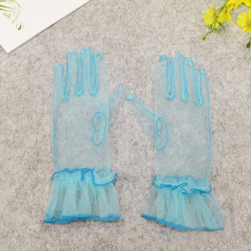 Exhila Delicate Full Finger Găng tay lá sen co giãn Găng tay dài cổ tay Găng tay vải tuyn