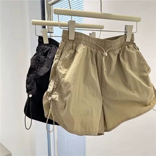 Phiên Bản Hàn Quốc Quần Short Rời Nữ Ống Rộng Dây Rút Nhanh Khô Chân Dài Hot Girl Hot Hot Hot Quần