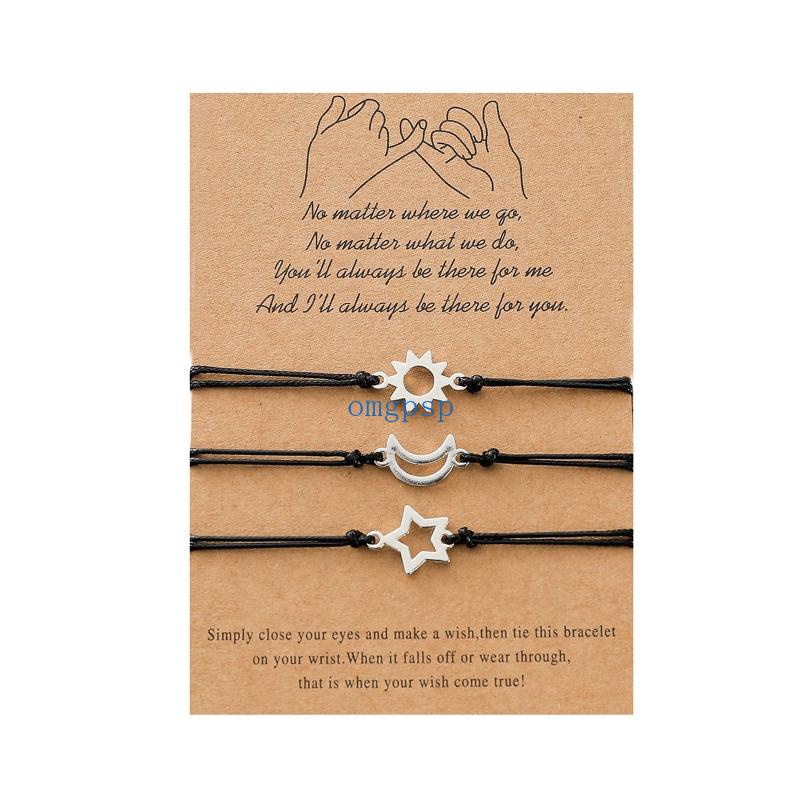 Set 3 Vòng Tay Thẻ Tình Bạn Mặt Trăng Và Ngôi Sao