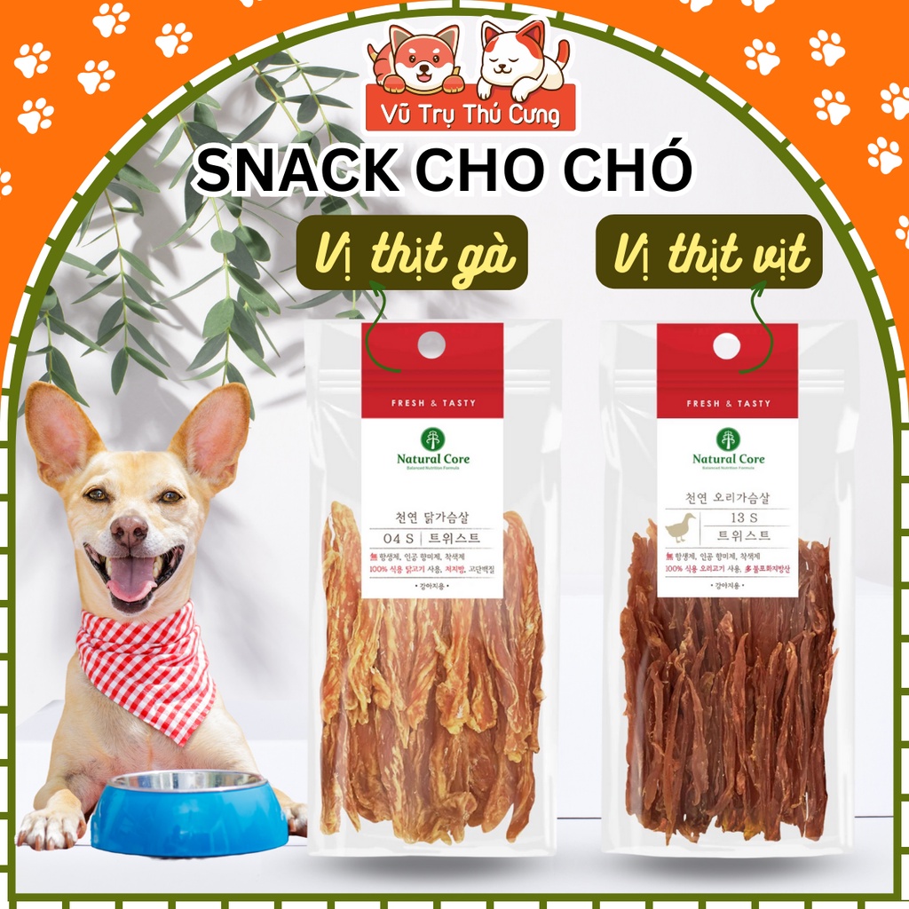 Snack sấy cho Chó Natural Core dinh dưỡng vị thịt gà, vịt