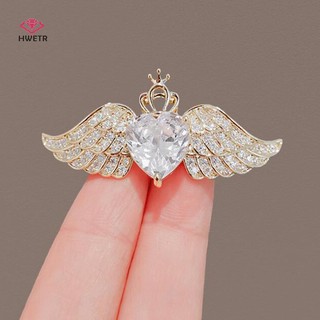 Ghim cài pha lê HWETR cánh thiên thần dễ phối đồ trang trí đa dụng