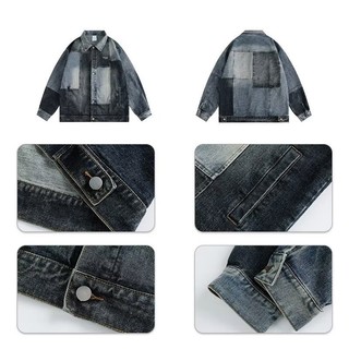 ESEA Áo Khoác Nam Denim Thời Trang Đơn Giản Phong Cách Harajuku In Hình Áo Khoác Denim Dài Tay Cả Nam Và Nữ Đều Có Thể Mặc